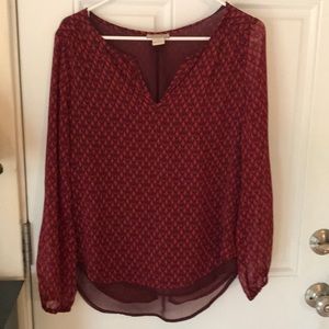 Red and burgundy lucky brand blouse